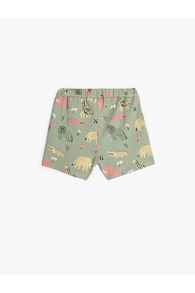 Koton Shorts Elastic Waist Pocket Textured Cotton