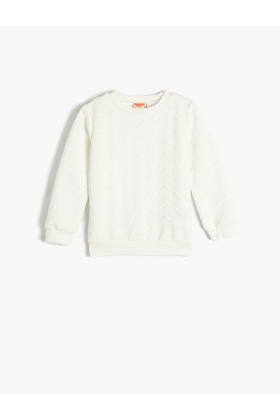 Koton Basic Sweatshirt Long Sleeve Crew Neck Textured with Heart Detail
