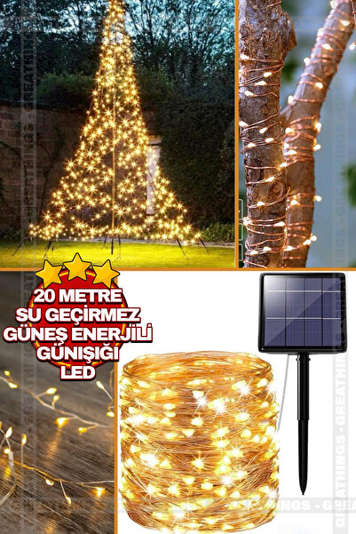 Greathings 20 Metre Bahçe Dekor Aydınlatma Su Geçirmez Solar Güneş Enerjili P...