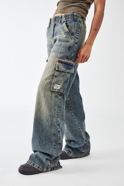 september island Unisex Multicolor Cyber Stone Color Y2K Cargo Jeans