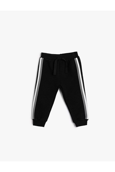 Koton Jogger Sweatpants Tie Waist Stripe Detailed Cotton Blend Textured