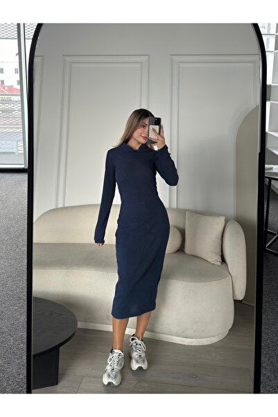 Moda Hour Mh Kapüşonlu Midi Bordo Elbise