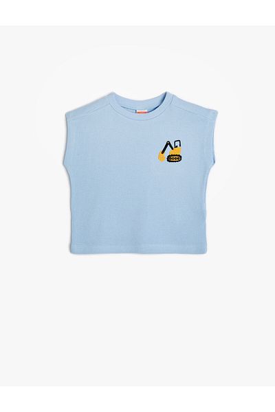 Koton Tricou din bumbac cu gât crew - texturat și cu detalii de broderie