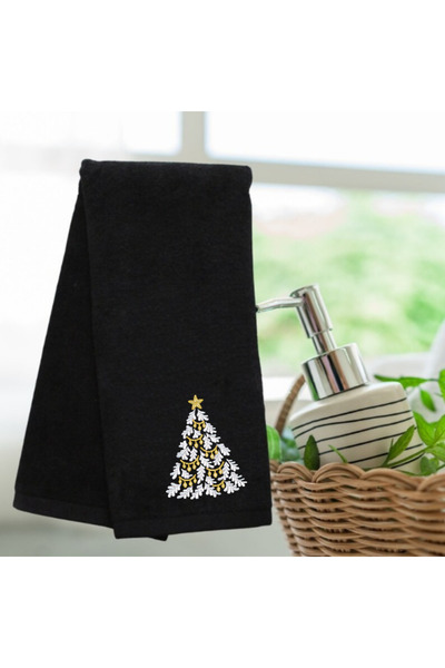 Ursa منشفة مطرزة بشجرة الصنوبر لعيد الميلاد ورأس السنة مقاس 50 × 90