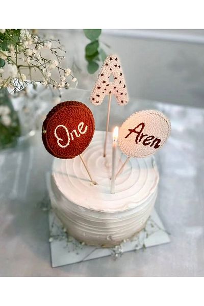 AFRALYAHOME Punch Silvery Number Age and Name Embroidered Cake Ornament Cake Decor - Birthday Ornament