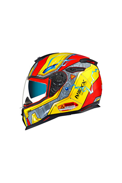 Nexx SX.100 GIGABOT KAPALI KASK KIRMIZI-SARI