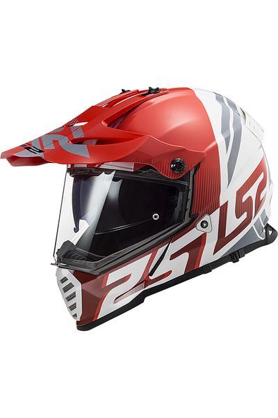 LS2 Red-White Pioneer Evo Evolve Closed Helmet