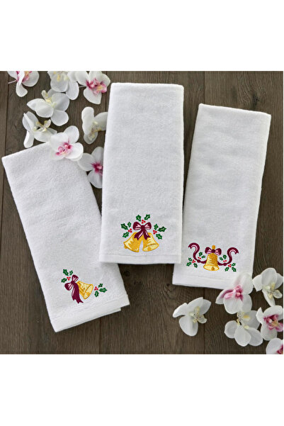 Ursa منشفة مطرزة بجرس عيد الميلاد وعيد الميلاد وعيد الميلاد 3 قطع 30x50