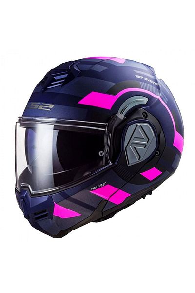 LS2 Advant Velum Çene Açılır Modüler Kask Mat Mavi-pembe