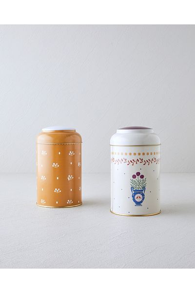 English Home Belinda Tin - Set of 2 Colorful 1.1 Liter Jars