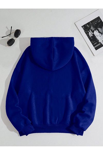 modaberry Sax Blue Print - Cardigan gros Spiderman, glugă supradimensionată, cardigan de iarnă cu buzunare cu fermoar