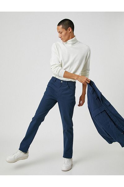 Koton Basic Gabardine Trousers with Buttons and Pocket Detail