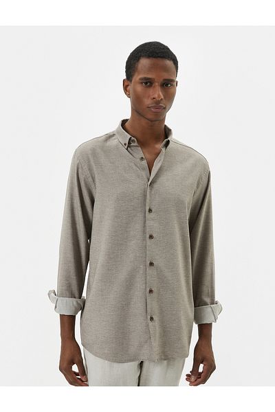 Koton Slim Fit πουκάμισο Classic γιακά με μακρυμάνικο κουμπιά