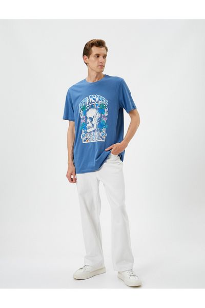 Koton Skull printed T-Shirt Crew Neck Βαμβακερό κοντό μανίκι