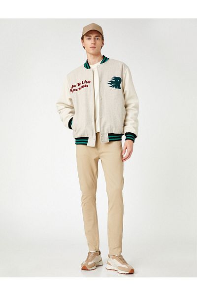 Koton Basic Gabardine Trousers with Buttons and Pocket Detail