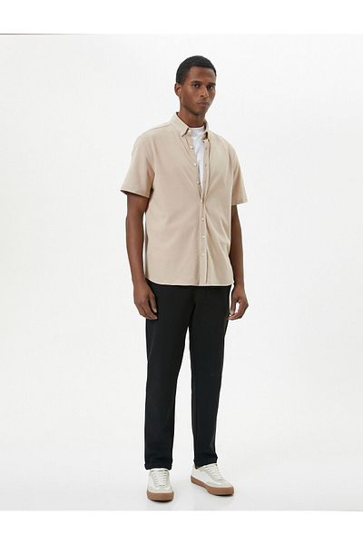Koton Short Sleeve Shirt Thick Fabric Classic Collar Regular Fit