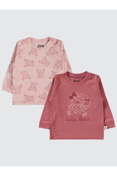Civil Baby 6-18 Months Baby Girl Sweatshirt Set of 2 - Claret Red