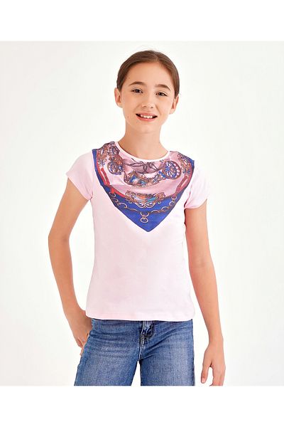 Primo Gino Half Sleeves Cotton Top Placement Print- Pink