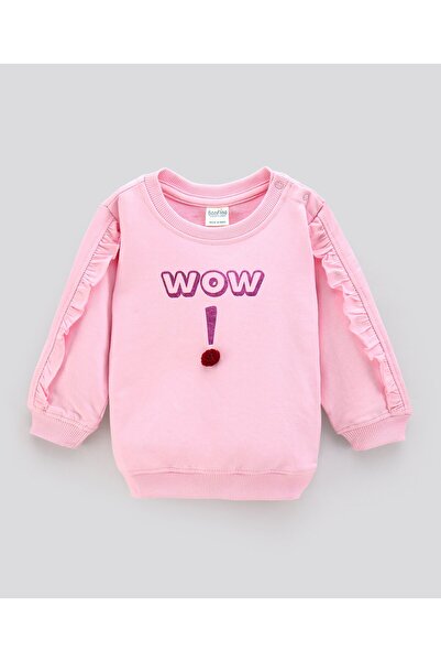 Bonfino سويت شيرت من القطن المحبوك بأكمام طويلة مع طباعة ورقية وكشكشة على الأ...