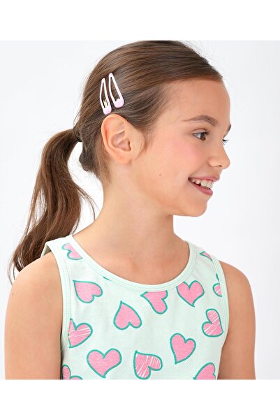 Primo Gino 100% Cotton Knit Sleeveless Top & Shorts/Co-ord Set Heart Print - Mint Green