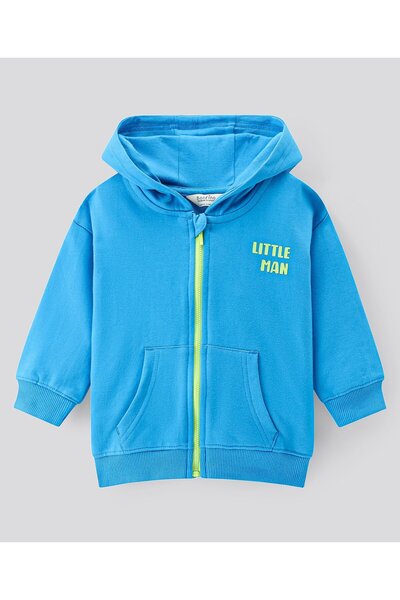 Bonfino سترة رياضية بغطاء للرأس من القطن بنسبة 100% محبوكة على الطريقة الفرنس...