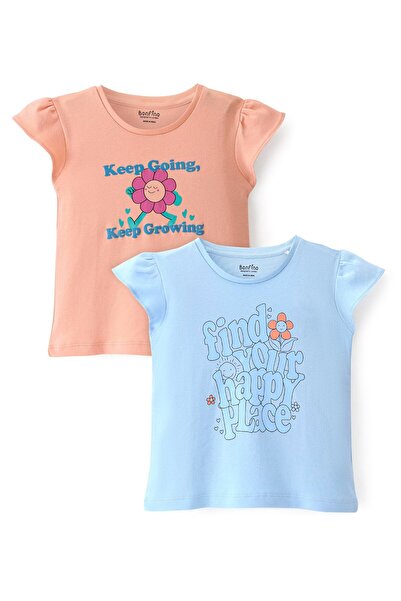 Bonfino عبوة من قطعتين من تي شيرت بأكمام قصيرة وطبعة عباد الشمس من القطن بنسب...