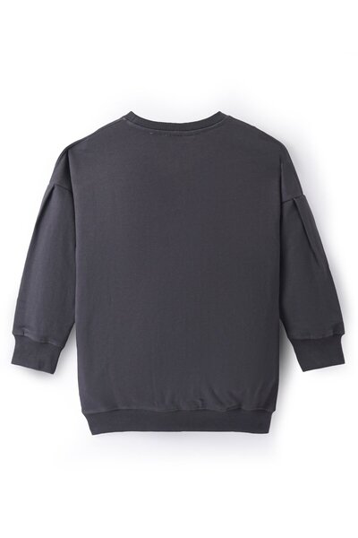 Primo Gino - Girls Cotton Full Sleeves Printed Sweatshirt With Leggings Set - Pewter