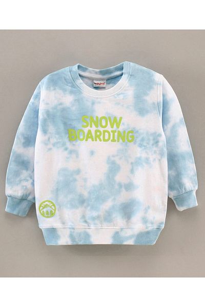 Babyhug Full Sleeves Sweatshirt Text Print - White Blue