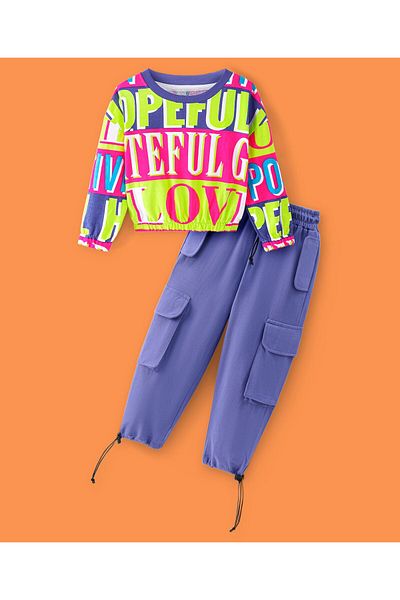 Ollington St. Ollington St. Cotton Knit Full Sleeves Sweatshirt & Trackpant Cargo Pockets Set - Multicolor