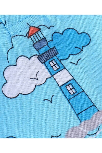 Babyhug Babyhug Cotton Knit Full Sleeves Light House Graphics T-Shirt - Blue