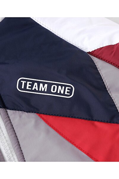 Babyhug Full Sleeves Hoodie With Colour Block Pattern - Red White & Grey