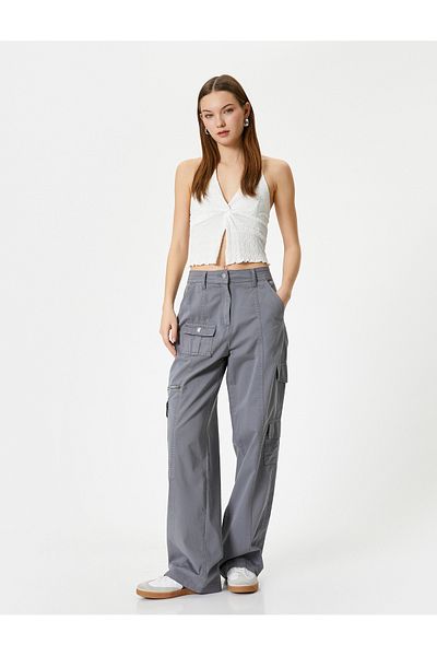 Koton Chino Cargo Pants Gabardine Comfortable Fit Cotton
