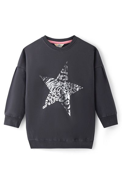 Primo Gino - Girls Cotton Full Sleeves Printed Sweatshirt With Leggings Set - Pewter