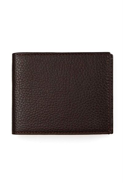 Tudors Кафяв мъжки портфейл от естествена кожа