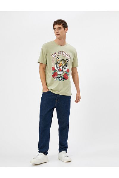 Koton T-shirt με στάμπα Tiger, βαμβακερή λαιμόκοψη με θέμα την Άπω Ανατολή