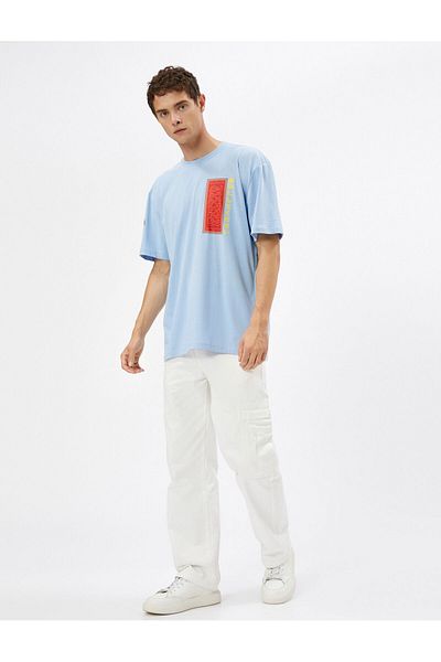 Koton Back Printed T-Shirt Far East Theme Crew Neck Cotton