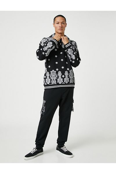Koton Jogger Sweatpants με φλοράλ μοτίβο Cargo Pocket Δαντελένια μέση