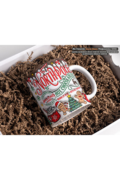 MARİS STORE Yeni Yıl Hediyelik 3D Noel Baskılı Yılbaşı Kupa Bardak