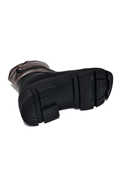 İncim Cırtlı Fermuarlı İçi Kürklü Soğuğa Dayanıklı Çizme Unisex Çocuk Kar Botu Bakır