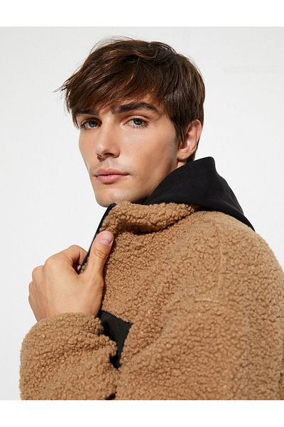 Koton Plyšová bunda s límečkem na zip
