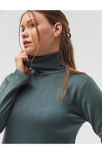 Kayra Tricoturi de bază cu gât rotic Tunic Mold Green