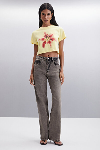 GRIMELANGE IGNACIO Women's - Yellow 100% Cotton Crop T-Shirt