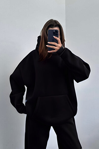 CMZ COLLECTİON Γυναικείο σετ φόρμας με φαρδιά, μαλακή βαμβακερή κουκούλα