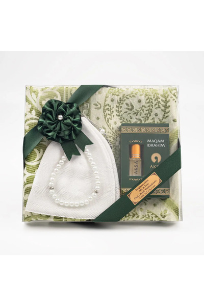 Hayrat Neşriyat Капелюх + Есенція + Чотки + Килимок Подарунковий набір (Зелений)