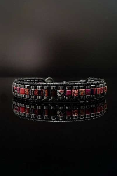 Seven Art Jewelry Natural Stone Bracelet, Red And Pink Varicose Turquoise Stone Bracelet, Gift Bracelet