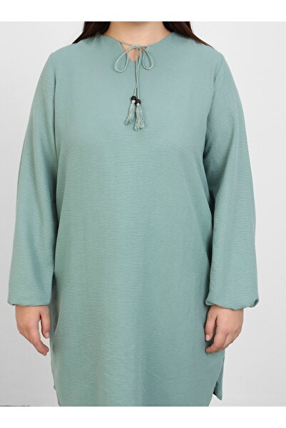 ALİA Green Plus Size Tassel Detailed Tunic - Alia