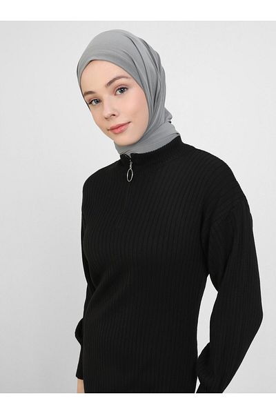 Por La Cara Knitwear Hijab Dress - Black - Por La Cara