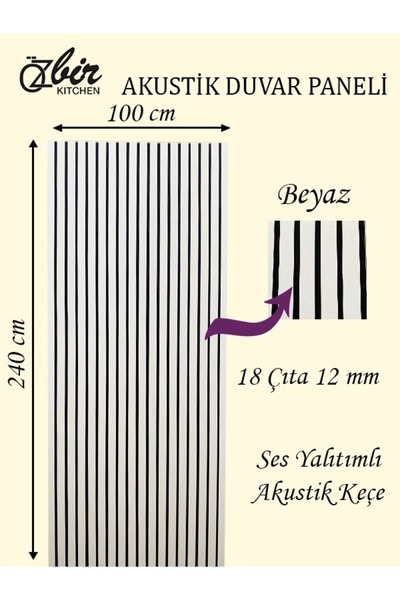 ÖZBİR MOBİLYA Özbir Kıtchen Beyaz Akustik Duvar Paneli 100x240 Ahşap Duvar Pa...