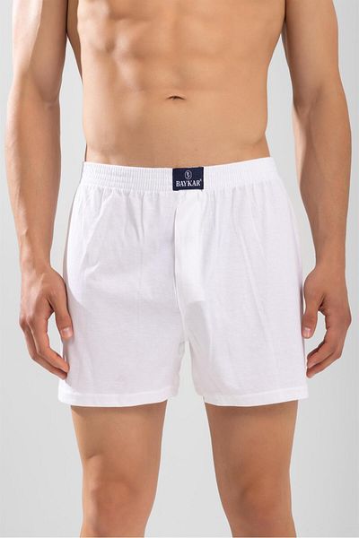 BAYKAR Ανδρικό βαμβακερό άνετο κομμένο Terry Waist Boxer White