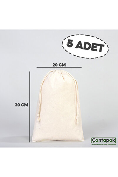 ÇANTAPAK ÇANTAPAK BÜZGÜLÜ HAM BEZ KESE 20 CM EN X 30 CM BOY ( 5 ADET )